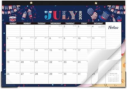 2026 Desk Calendar - 2026 Calendar from January 2026 to December 2026, 12" x 17", 12 Monthly Desk Calendar with Protector Corner- Holiday Design, Pack of 2