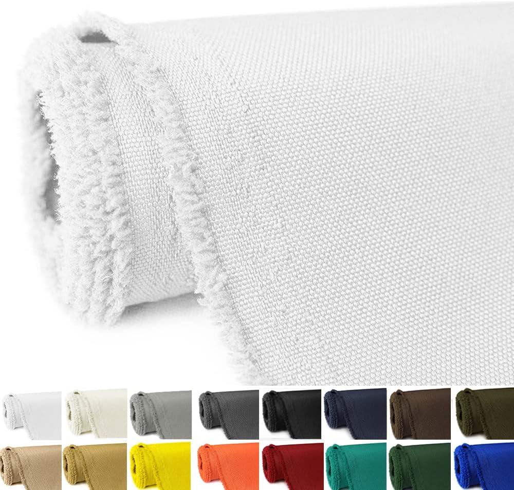 Waterproof Canvas Fabric by The Yard 58" W 600D Upholstery Polyester Material Indoor Outdoor Water Resistant Fabric for Chair Cushion Furniture Cover Sewing DIY Cloth, 1 Yard White (1 Yard 55" x 36" (Pre-cut))