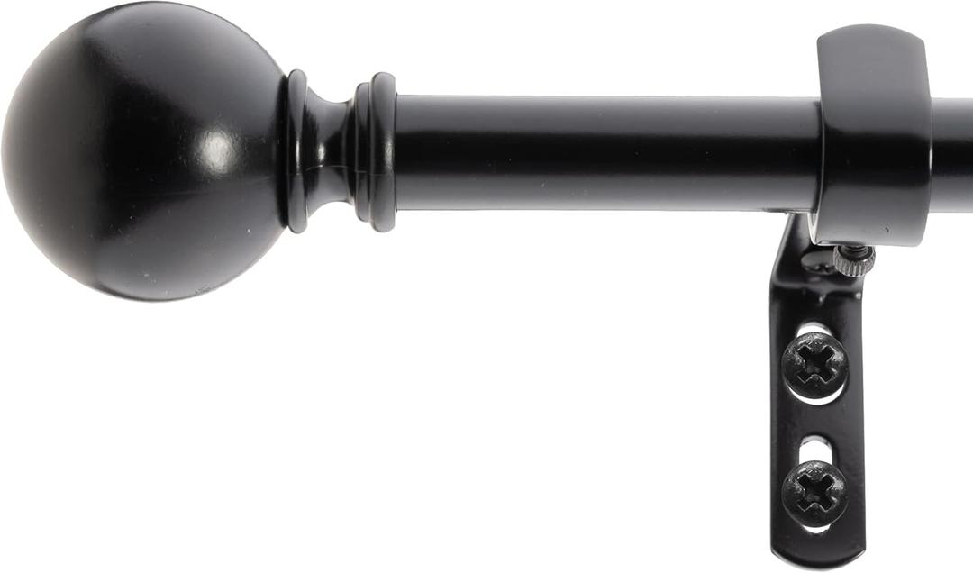 Decopolitan 5/8" Classic Ball Bay Window Curtain Rod Set, Black Oil