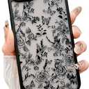 Weonmov for iPhone 16e Case, Flowers Butterfly Slim Hard PC Frosted Shockproof Drop Protection Cover, Translucent Matte Floral Phone Case for Women Girls 6.1" - Black