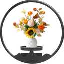 Round Picture Frame Wall Plant Holder Black Wall Hanging Planters Metal Window Plants Shelf Plant for Indoor Outdoor Garden Rockery Decoration