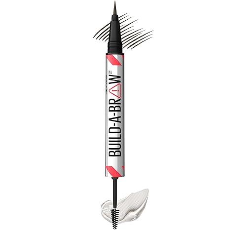 Maybelline Build-A-Brow 2-in-1 Brow Pen and Sealing Eyebrow Gel, Eyebrow Makeup for Real-Looking, Fuller Brows, Black Brown