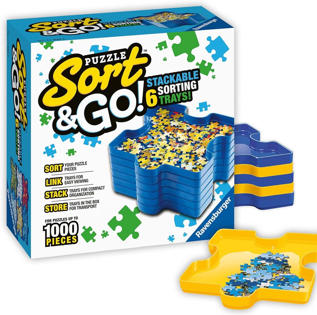 Ravensburger - Sort and Go - Jigsaw Puzzle Accessory - Sturdy Stacking Trays for Sorting Pieces - Premium Quality - Ideal Gift for Enthusiasts - Black - Can Hold Up to 1000 Pieces