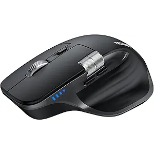 TECKNET Wireless Mouse, Bluetooth Mouse (BT5.3/5.0 & 2.4G) Rechargeable Ergonomic Optical Mouse with 6 Adjustable DPI, Side Scroll, Quiet Clicks, USB A Receiver, 7 Buttons, Wide Compatibility  Black