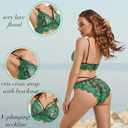 Women Sexy Lingerie Set Lace Floral Lingerie 2 Pieces Set Sexy Bra and Panty Set for Women (Green, XL)