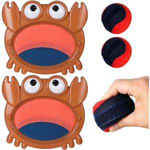 Toss and Catch Ball Set for Kids - Waterproof Paddle Game with Crab Design - Indoor & Outdoor Toy for Ages 4-10 - Includes 2 Paddles, 2 Balls & Bag - Ideal Birthday for Boys and Girls