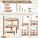 GEHE 3 Tier Round Cupcake Stand, 360 Rotatable Acacia Wood Cake Stand Cupcake Tower, Rustic Wooden Tiered Dessert Table Display Set, Tiered Tray Stands for Birthday, Wedding Party (12-10-8 IN)