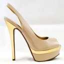 Women's High Heels Slingback Platform Pumps Stilettos Close Pointed Toe Heels Patent Solid Dating Party Dress Shoes, 6M 