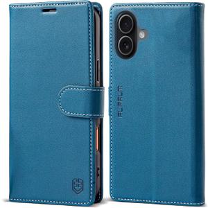 Wallet Case for iPhone 17 with Credit Card Holder,PU Leather Folio Flip Kickstand Protective Shockproof Cover for Apple 17 Phone Case (Blue, for iPhone 17-6.3'')