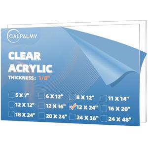 CALPALMY (2-Pack) 12 x 24 Clear Acrylic Sheet Plexiglass 1/8 Thick; Use for Craft Projects, Signs, Display Cases, Sneeze Guard and More; Cut with Cricut, Engraver, Power Saw or Hand Tools