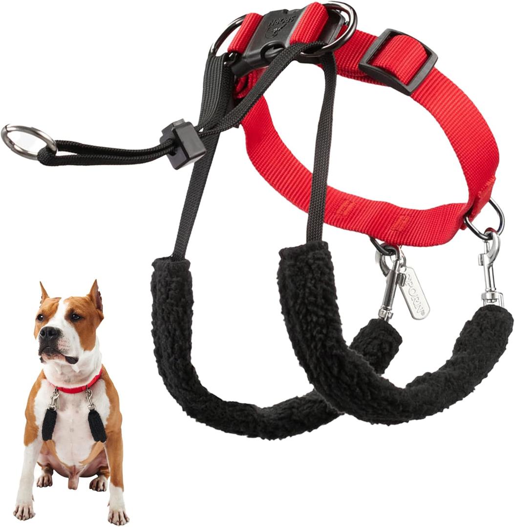 No Pull Dog Harness Medium Size Dog with Red Padded Sherpa Sleeves, Breathable Training Halter, Provides to All Medium Sized Breeds by Sporn
