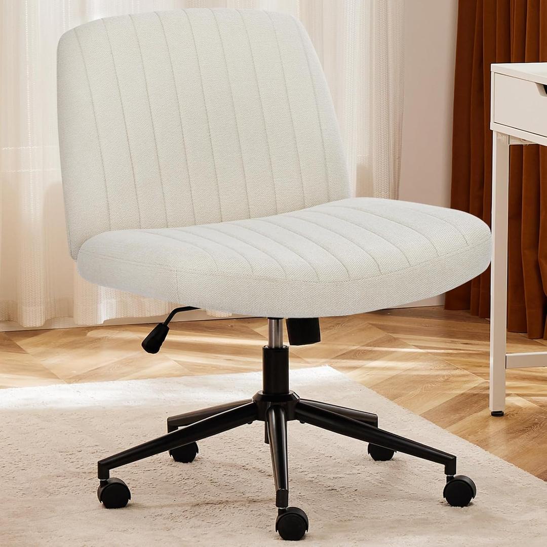 DUMOS Criss Cross Chair, Cross Legged Vanity Chair, Home Office, Upgrade-Fabric