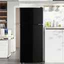 FLS-80-BLACK-D, Small Refrigerator with Freezer, Retro Fridge with Dual Door for Garage, Dorm,Bedroom, Office, Apartment, Black