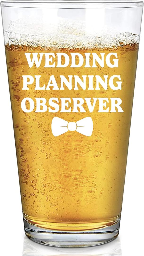 Panvola Wedding Planning Observer Beer Glass Wedding Gift for Newlyweds Bride and Groom Engagement Gifts for Couples Bridal Shower Pint Glasses Clear Drinking Glass 16 oz