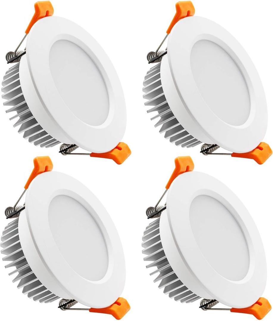 YGS-Tech 4 Inch LED Recessed Lighting Dimmable Downlight, 9W Equivalent to 80W Halogen, 4000K Natural White, CRI80, Ceiling Light with LED Driver (4 Pack)