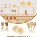 PairPear Play Kitchen for Kids, Large Natural Wood Kids Kitchen Playset