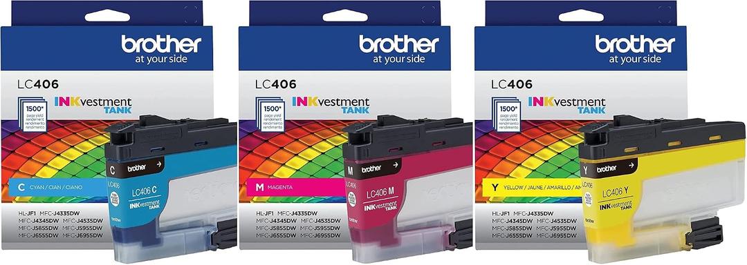 Brother LC406CS, LC406MS, LC406YS 3-Color Ink Cartridge Set, LC406