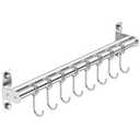 ASkinds Utensil Hanging Rack Stainless Steel Rail Hanger Rod Wall Mounted Pot Pan Lid Holder Cookware Storage Organizer with Sliding Hooks for Kitchen Bathroom 2Pk