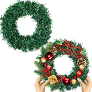 2 Pcs Christmas Wreath 10 Inch Green Artificial Wreaths DIY Faux Plain Wreaths Front Door Green Farmhouse Cabinets Wreath Indoor Outdoor Wall Decor(Fresh)