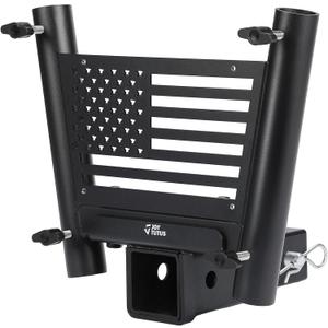 JOYTUTUS Dual Hitch Flag Pole Holder for Standard 2 Inch Receivers, Fits Trucks SUV RV Pickup Camper Trailer Double Hitch Mount Flagpole Holder with Hitch Receiver