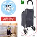 dbest Products Trolley Dolly Sport Foldable Grocery Cart on Wheels Multi Use Rolling Cart with Removable Bag and Hand Truck Dolly Function, Black