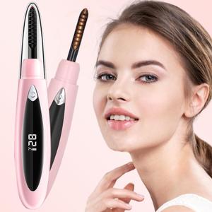 3 x Heated Eyelash Curlers, Heated Lash Curler Rechargeable Eyelash Curler 24 Hours Long-Lasting Natural, Electric Eye Lash Curler Heating with 3 Temp Settings Makeup for Girls Women - Pink