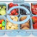 shopwithgreen Divided Serving Tray with Lid and Handle, Portable Snackle Box Charcuterie Container for Party, Veggies, Fruits, Nuts, Candy, Food Tray Platter Snack Box for Entertaining, Picnic, Blue (8 Compartments)