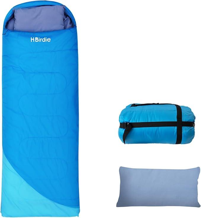 Adult Sleeping Bag with Pillow Comfortable Durable & Waterproof Lightweight for Adults Kids Spring Summer Autumn 3 Seasons Travel Camping Outdoor（Blue3.3lb 5070°F）