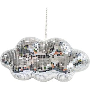 Disco Ball Cloud Shaped, Cute Hanging Party Mirror Decor with Chain, Retro Light Reflective Ball for Party Home Decor, Disco Mirror Ornaments, Silver, Design Patent
