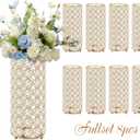 8 Pcs Gold Crystal Flower Vase and Pillar Candle Holder Set, 7.87" Metal Cylinder Stand for Wedding Table Centerpieces, Flower Arrangements, Christmas Party, Event Decor, and Gifts