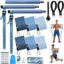 Upgraded Pilates Bar Kit with Resistance Bands Natural Latex for Women & Men, Heavy-Duty Stainless Steel Multifunctional Yoga Pilates Stick for Home Gym Exercise Fitness Equipment Full-Body Workouts