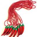 14 Pcs Chili Pepper Bead Mexico Fiesta Red Pepper Party Gift Beads Chili Themed Party Decorations Mardi Gras Beads Party Supplies