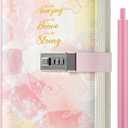 Nollh Diary with Lock for Girls and Women - 5.7 x 8.5 Inch Journal with Lock with Pen and Stickers, Birthday Gifts for 8-12 14 16 Year Old Girls, Gifts for Women