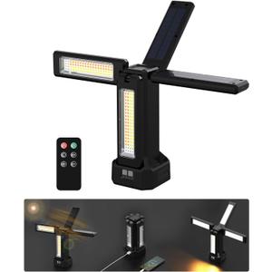 13200mAh Rechargeable Solar Work Light with Folding Stand and Carrying Bag, AODOO 8000 Lumen Stepless Dimmable , White/Warm/Nature White/RED(SOS) with Detachable Tripod (Black(No Tripod))