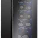 Ivation 12 Bottle Compressor Wine Cooler Refrigerator w/Lock, Large Freestanding Wine Cellar Fridge, 41f-64f Digital Temperature Control Glass Door Black