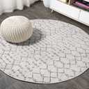 JONATHAN Y Boho Vintage Diamond Cream/Gray Round Area Rug 8 ft, Moroccan Hype for Living Room, Bedroom, Kitchen, Office, Easy-Cleaning, High Traffic, Pet-Friendly, Non-Shedding (MOH101B-8R)