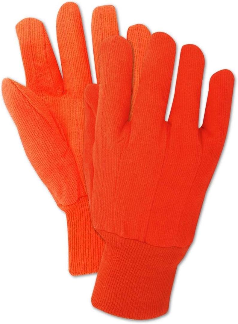MAGID MultiMaster Double-Palm Canvas Gloves with Knit Wrist, 12 Pairs, Size 10/XL, Bright Orange