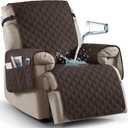 Ruaozz 100% Waterproof Recliner Chair Covers, Non-Slip Reclining Covers for Recliner Chair Washable Chair Cover, Recliner Covers with Pockets for Kids, Dogs, Pets (Chocolate, 23'')