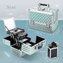 Joligrace Makeup Box 11.6-Inch Cosmetic Train Case for Women Travel Jewelry Organizer with Compartments & Mirror Portable Lockable Make-up Trunk Turquoise