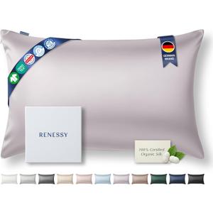 Premium Silk Pillowcase 100% Organic Mulberry Silk, 22 Momme, Grade 6A - Oeko-Tex Certified in Germany - Luxury for Hair & Skin, 1 Piece (Standard, Pale Lavender)