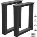 16 Inch Metal Bench Coffee Table Legs, Heavy Duty Desk/Chair Legs, Black Metal End Furniture Legs with Adjustable Protector Feet (H16 x W11.8, Set of 2)