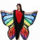 Butterfly Costume for Adult Butterfly Wings Halloween Colorful Wings Costumes Funny Fancy Dress Cosplay (Orange and Blue)