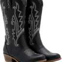 vodvob Girls Kids Western Boots Embroidered Cowgirl Cowboy Boots Girls Mid Calf Riding Shoes Little Kid/Big Kid, US 3