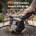 Electric Grill Brush BBQ Grill Cleaning Brush 450 RPM Stainless Steel Removable Head Type-C Rechargeable with LED Light Grill Cleaner Brush
