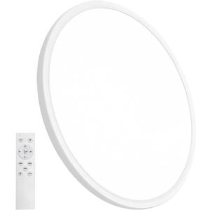20 Inch Dimmable Large LED Flush Mount Ceiling Light, 43W, 3200LM, 3000K-6500K Stepless CCT, Super Slim LED Ceiling Light, Round Flat Panel Fixture for Living Room, Bedroom,Kitchen ect (Remote 20"-1PK, White)