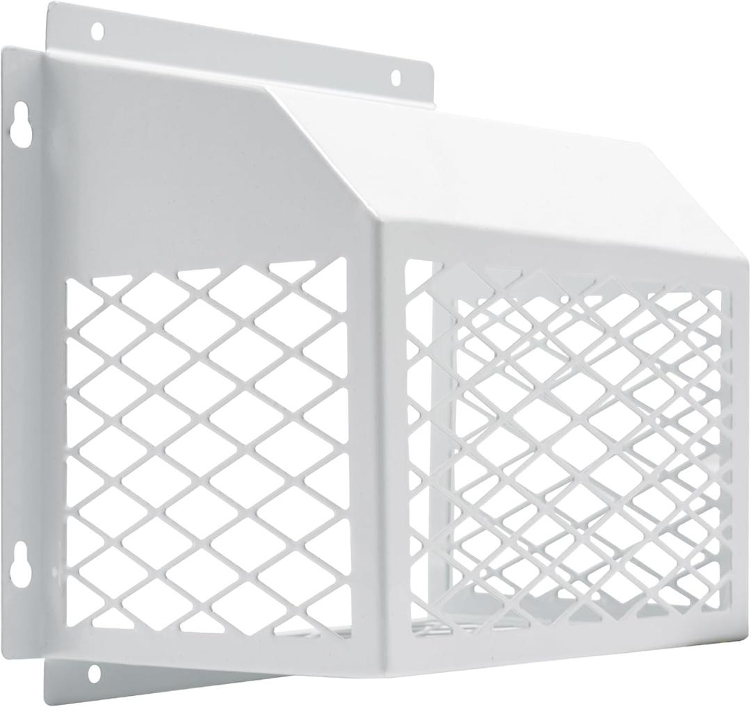 Universal Dryer Exhaust Guard Vent Cover Outside, 7"x7"x5" Heavy Futy Ventilation Bird Cage to Prevents Birds and Rodents from Entering Exhaust for Most 3" to 4" Bathroom Exhaust Ventilation Fan (White)