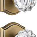 2 Pack Crystal Glass Dummy Door Knobs, Non-Turning Single Side Dummy Door Knob for Interior Doors in Antique Brass