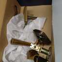 SORWDUERM 1 Pack Antique Brass Front Door Handle and Deadbolt Set Reversible Lever Entry Handleset with Lock and Key Single Cylinder