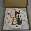 Wall Clock, Black Cat Wall Clocks Wooden Wall Clock Art Hanging Clocks Silent Non-Ticking Wall Clock Battery Operated Round Home Arabic Numeral Decorative Wall Clocks 10 Inch