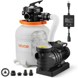 VEVOR FlashPure Sand Filter Pump, 12 in for Above Ground Pool, 0.5 HP 3000 GPH, Swimming Pool Filter System with Timer, 6X Faster Filtration, Media Installed, Leak-Resistant, Ready to Use Out of Box